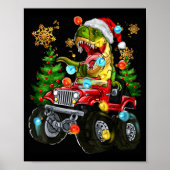 Poster T-rex Santa In Monster Truck With Christmas Trees  (Devant)