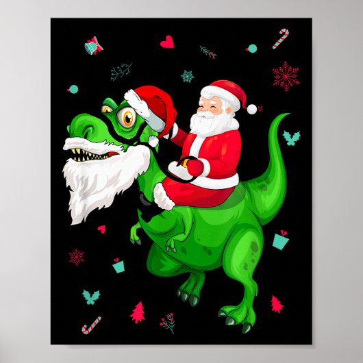 Poster T-rex Santa Ride Funny Ugly Christmas Toddler_kids (Devant)