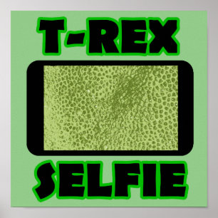 Poster T-Rex Selfie Armoiries Courtes Dinosaure Drôle Pos