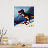 Poster T Rex Skiing (Cuisine)