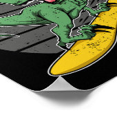 Poster T-rex Snowboard Dinosaure Planche à Neige (Coin)