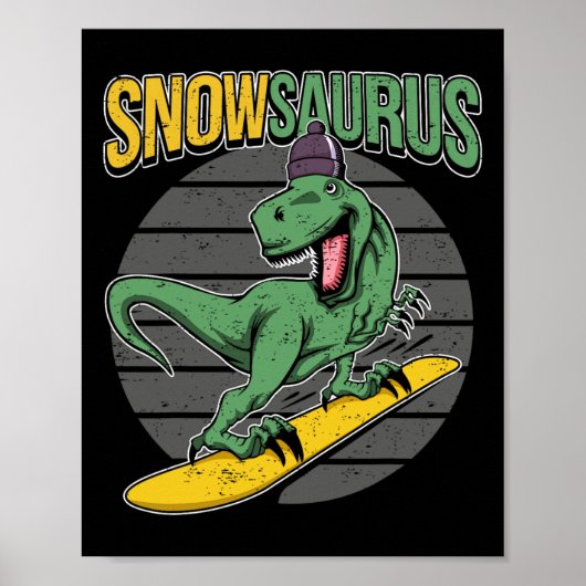 Poster T-rex Snowboard Dinosaure Planche à Neige (Devant)