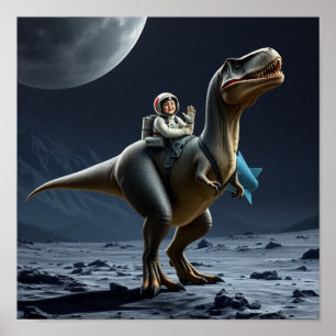 Poster T-Rex sur la lune