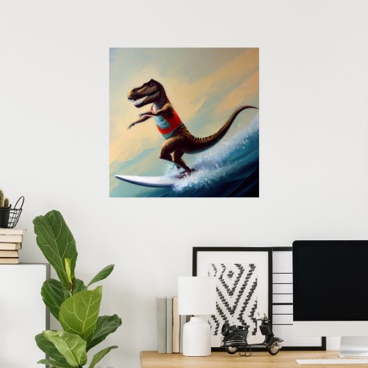 Poster T Rex Surfing (Bureau à domicile)