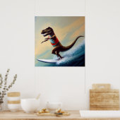 Poster T Rex Surfing (Cuisine)