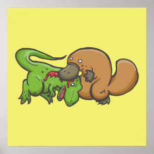 Poster T-rex vs Platypus