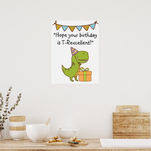 Poster T-Rexcellent Anniversaire (Cuisine)