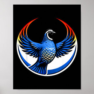 Poster T-shirt à l'emblème du cercle bleu ailes relevées