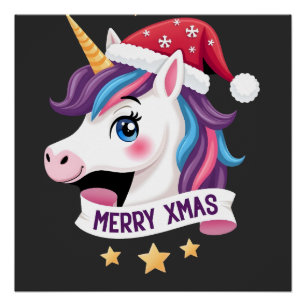 Poster T-Shirt à manches longues Licorne de Noël (2)