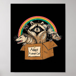 Poster T-shirt Adoptez un chat de rue drôle opossum raton