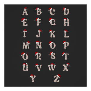 Poster T-shirt Alphabet de Noël, Sweatshirt de Noël