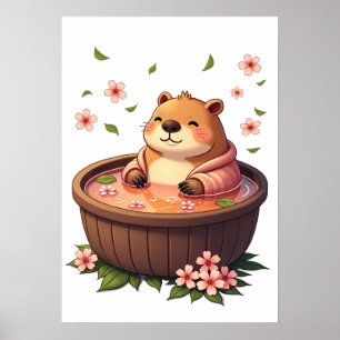Poster T Shirt Autocollant Capybara Zen Relaxation dans u