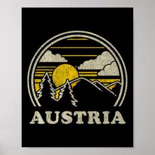 Poster T Shirt Autriche Vintage Randonnée Montagnes Tee 