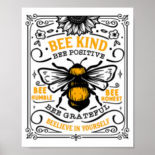 Poster T Shirt Bee Kind Bee Positive