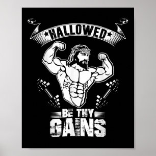 Poster T Shirt Bodybuilding Jésus Homme - Jésus Drôle Hal