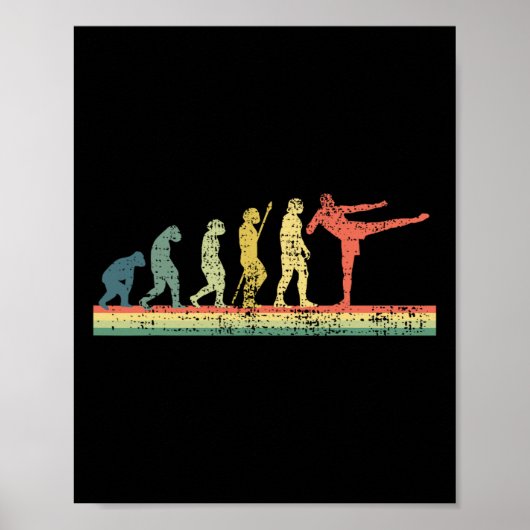 Poster T-shirt cadeau drôle d'évolution de kickboxing Kic (Devant)