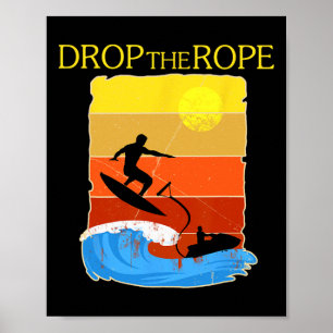 Poster T-shirt Cadeau Wake Surfing Bateau Lac Planche de