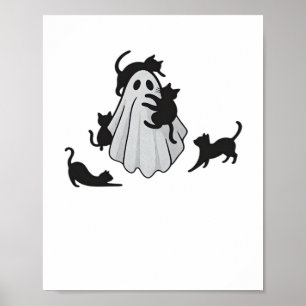 Poster T-shirt classique de chats noirs et fantômes