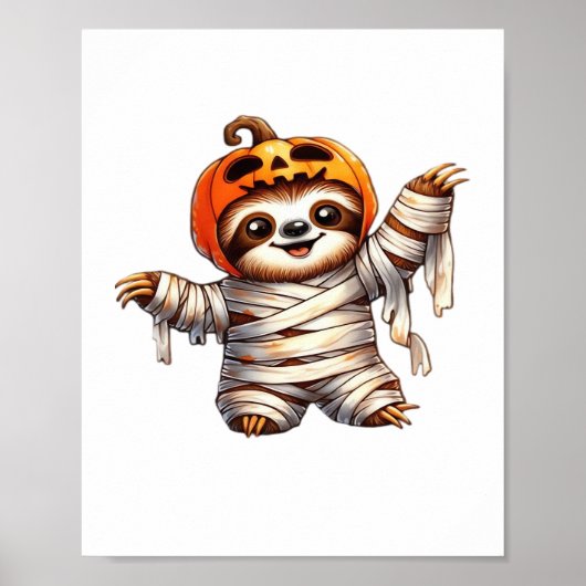 Poster T-shirt classique de Sloth Mummy Halloween (Devant)