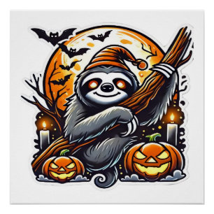 Poster T-shirt classique Halloween de paresseux de nuit m
