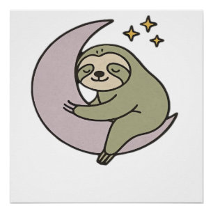 Poster T-Shirt Classique Moon Sloth