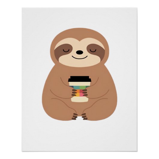 Poster T-shirt classique Sloth Coffee Time (Devant)
