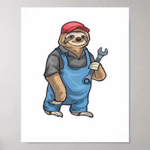 Poster T-shirt classique Sloth Mechanic Wrench