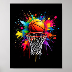 Poster T-shirt coloré de basketball teint en dégradé de c