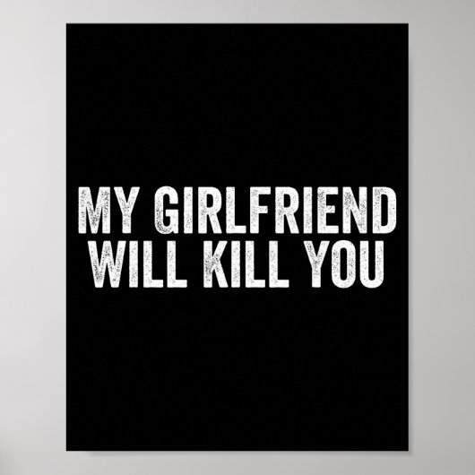 Poster T-shirt cool pour couples en relation Ma copine va (Devant)