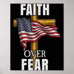 Poster T-shirt Croix Chrétienne Foi Sur La Peur Drapeau A