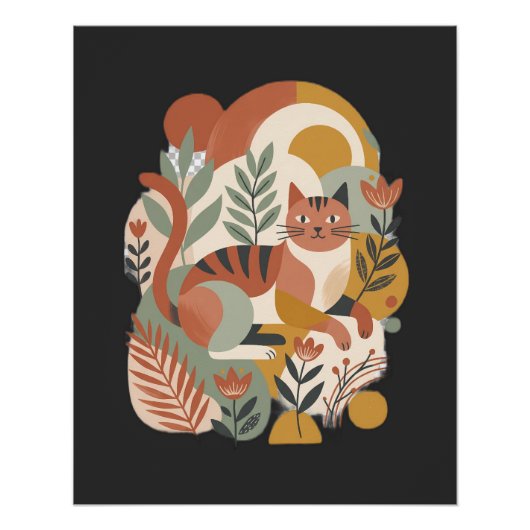 Poster T-Shirt d'art rétro floral boho (Devant)