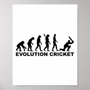Poster T-shirt de cricket Evolution Of Man