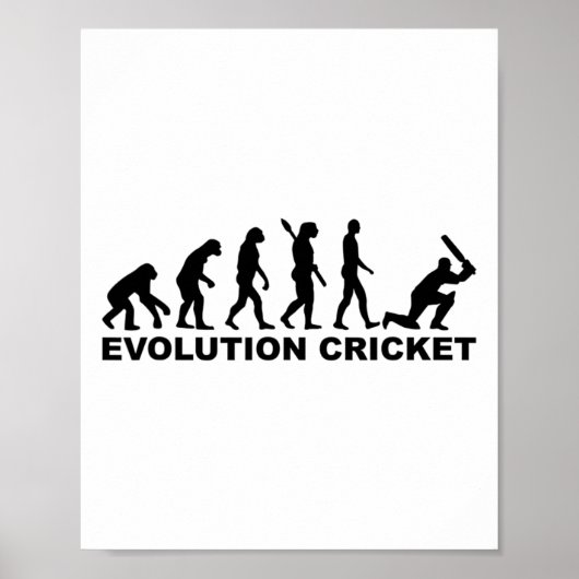 Poster T-shirt de cricket Evolution Of Man (Devant)