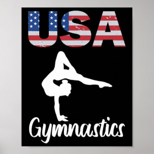 Poster T-Shirt De Gymnastique Drapeau Américain Usa Gymna