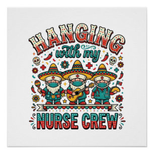 Poster T-shirt de infirmière de fiesta suspendue avec mon