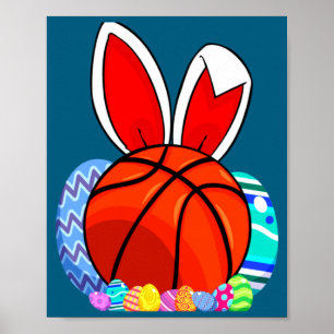 Poster T-shirt de lapin de Pâques de basketball pour enfa