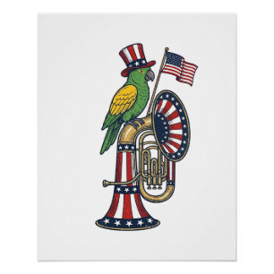 Poster T-shirt de musique de gravure vintage d'oiseau pat