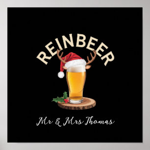 Poster T-shirt de Noël Reinbeer, cadeau drôle de bière po