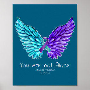 Poster T-shirt de prévention du suicide ailes et ruban Su