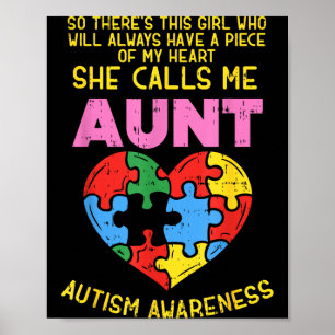 Poster T-shirt de sensibilisation à l'autisme pour tante