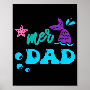 Poster T-shirt de sirène pour papa de la mer Cadeaux de f