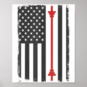 Poster T-shirt de sport américain drapeau américain haltè