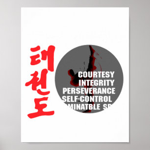 Poster T-shirt de Taekwondo principes arts martiaux Tae K