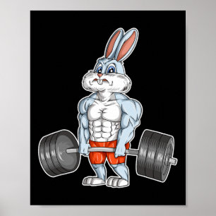 Poster T-Shirt de travail de gym de musculation de Lapin
