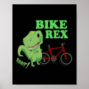 Poster T-shirt de vélo de montagne T-rex mignon dinosaure