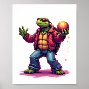 Poster T-Shirt Disco Tortue Esthétique