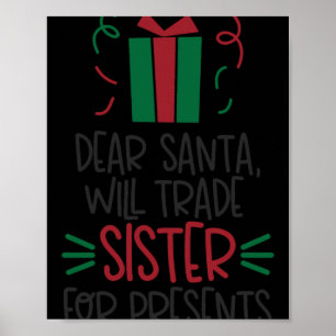 Poster T-shirt drôle de Noël pour garçons Cher Père Noël