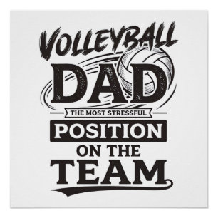 Poster T-shirt drôle de papa de volley-ball vintage équip