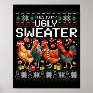 Poster T-shirt drôle de Poule de Noël Ugly Christmas Swea