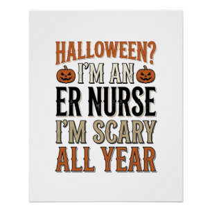 Poster T-shirt drôle d'infirmière des urgences Halloween